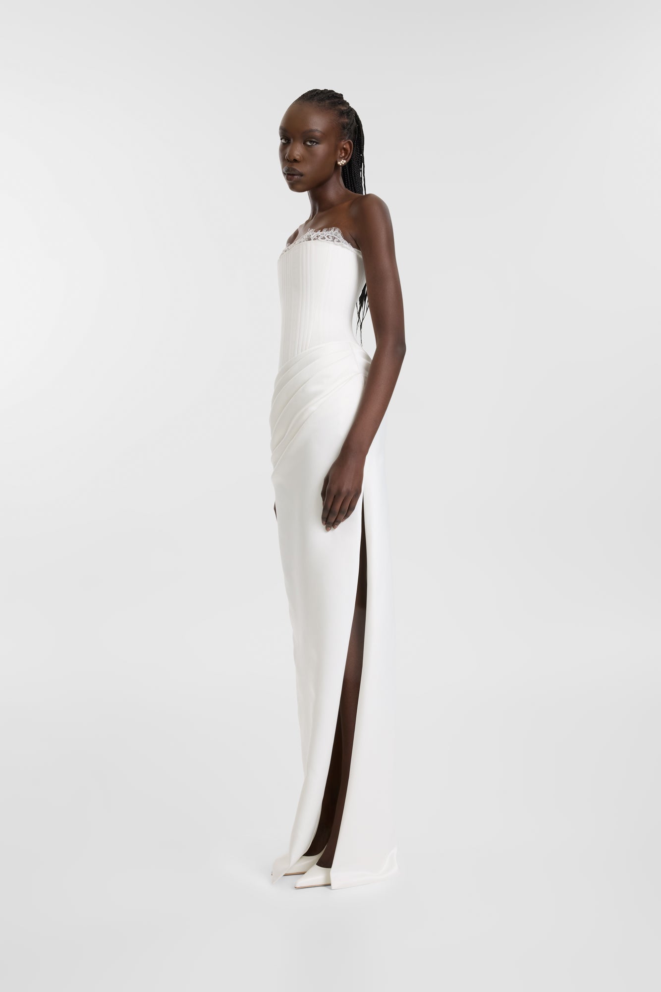 white lace maxi dress long sleeve Hecate Lace Maxi Dress [IVORY]