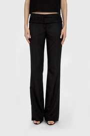 Belted Mid-Rise Wool Trouser
