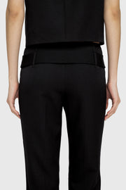 Belted Mid-Rise Wool Trouser