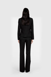 Collarless Tailored Wool Jacket