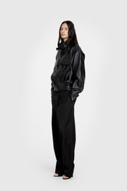 Leather Funnel Moto Jacket