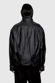 Leather Funnel Moto Jacket