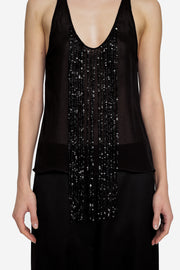 Fringed Beaded Silk Singlet