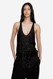 Fringed Beaded Silk Singlet