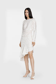 Asymmetric Textural Beaded Skirt